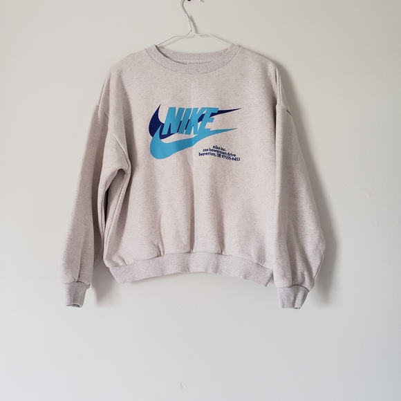 Nike Sweaters - white Nike double swoosh cropped long-sleeved sweater Womens size Large